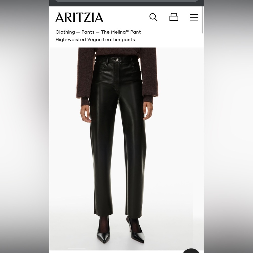 Aritzia Melina Black Leather Pant (NWT! Size 6)